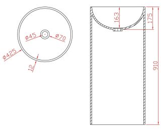 Раковина Montebianco Pisa 11235 43см белый